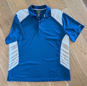 Shark Greg Norman Blue and White Men's Polo Shirt XXL